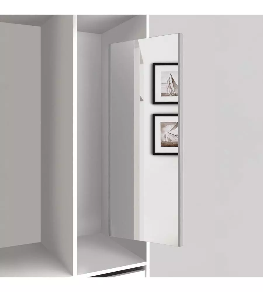 SPECCHIO ESTRAIBILE DA ARMADIO CON FINITURA GRIGIO METALLIZZATO, 340X1000 MM